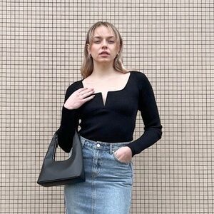 Oak Fort square neck sweater black - size xs